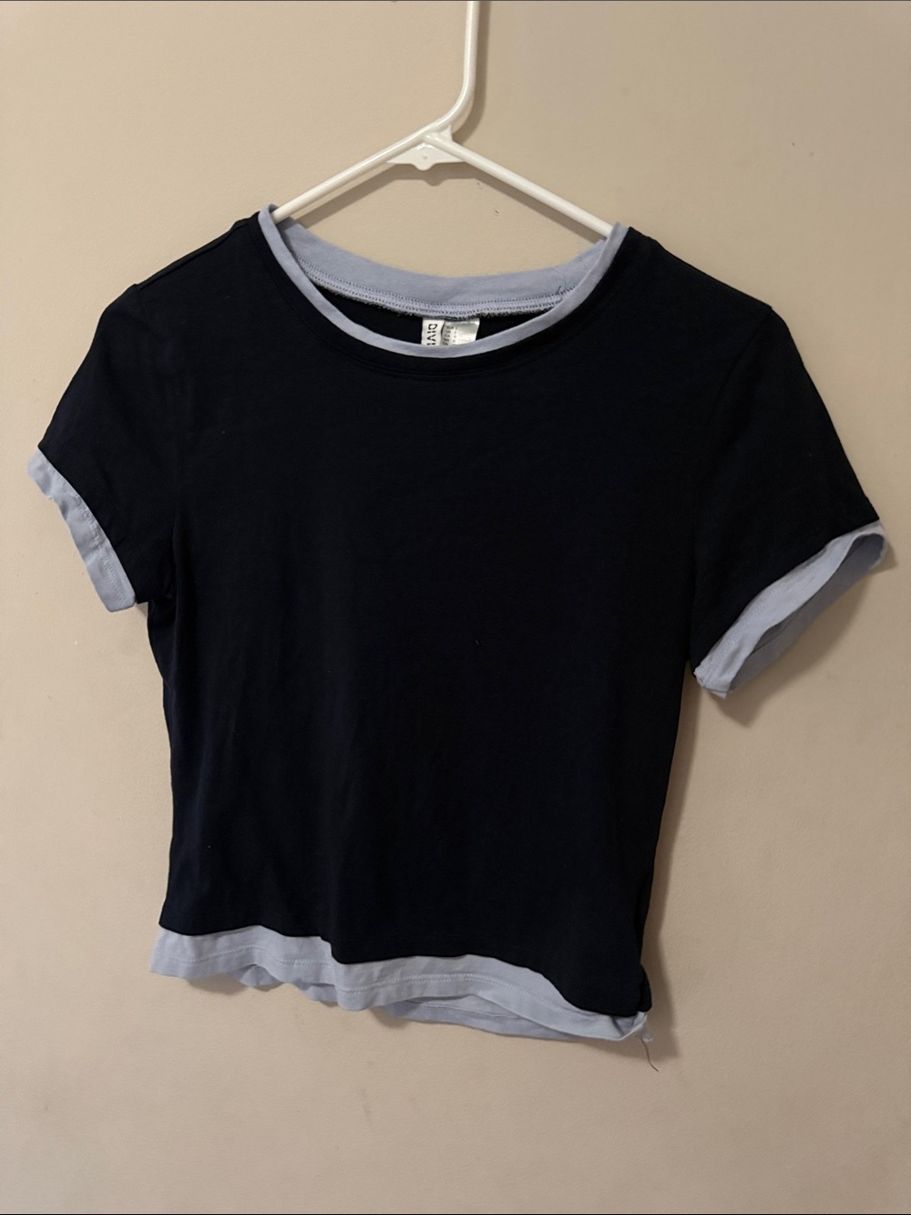 Divided Girls Black Tee with Light Blue Trim